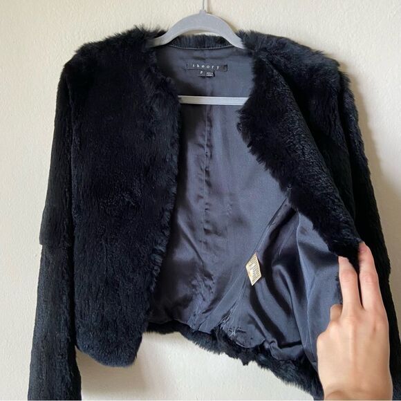 Theory Cherub Black Rabbit Fur Jacket Size XS - Picture 9 of 14